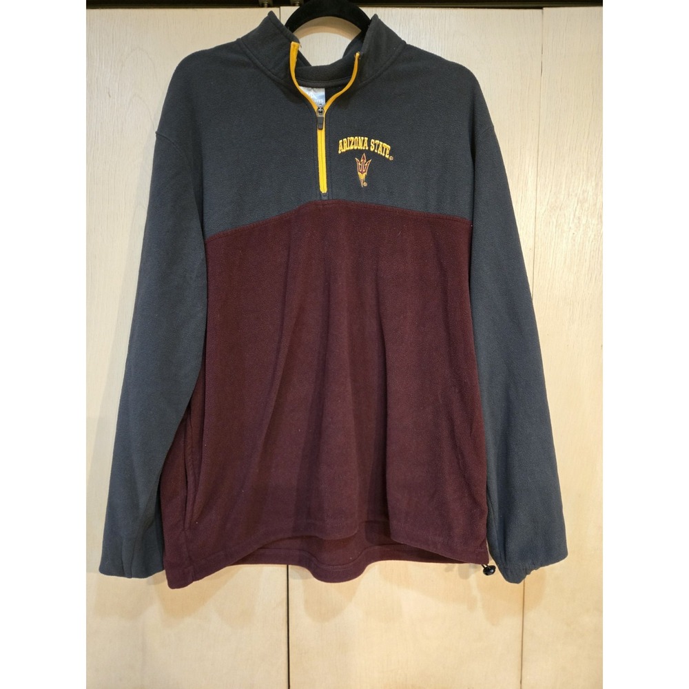 Arizona State Sun Devils Fleece Pullover Men XL Quarter Zip Colorblock ASU